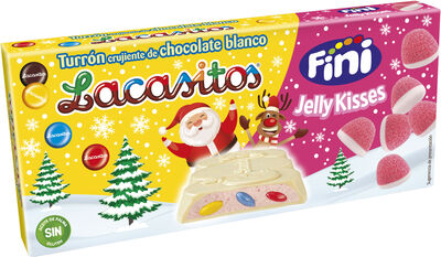 Turr&oacute;n de chocolate blanco con Lacasitos y besitos Fini 215g