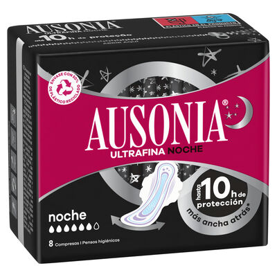 Compresa con alas Ausonia 8 unidades Noche Ultrafina