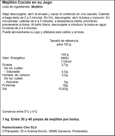 Mejillón cocido gallego 1kg