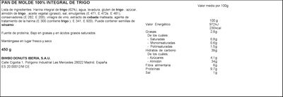 Pan molde Bimbo Silueta integral sin corteza 450g