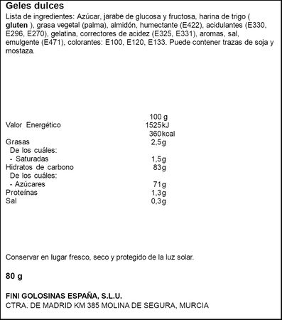 Golosina tubo relleno arcoiris Fini 80g