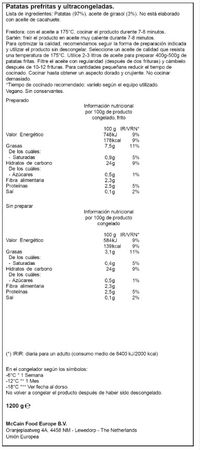 Patatas tradicionales McCain 1kg + 200 gramos