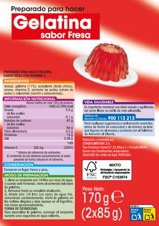 Preparado para hacer gelatina de fresa Alipende 2 uds 170g
