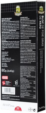 Bloc de foie gras de pato Martiko pack 2 de 40g
