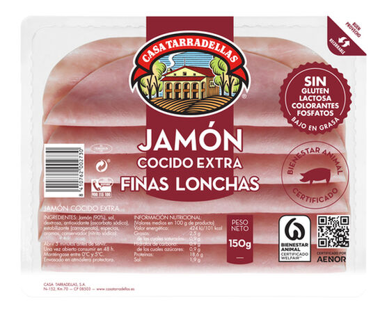 Jamón cocido finas lonchas Casa Tarradellas 150g