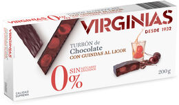 Turrón de chocolate con guindas al licor sin azúcares añadidos Virginias 200g