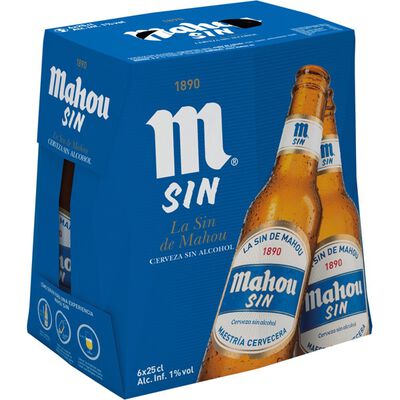 Cerveza sin alcohol Mahou pack 6 botellas 25cl