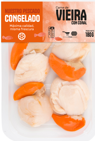 Carne de vieira con coral 180g