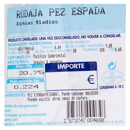 Pez espada Antonio y Ricardo rodajas 180-220g