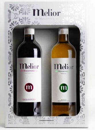 2 botellas vino tinto tempranillo y denominación de origen rueda vino blanco verdejo Melior 75cl