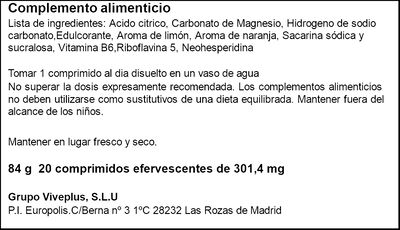 Suplemento de magnesio con vitamina b6 Vive+ 20 unidades