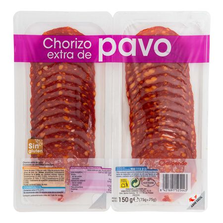 Chorizo de pavo calidad extra en lonchas Alipende pack 2 de 75g