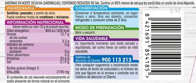 Sardinillas en aceite de oliva bajas en sal Alipende 2 unidades 62g