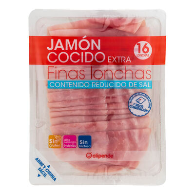 Jam&oacute;n cocido finas lonchas reducido en sal Alipende 200g