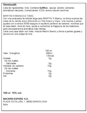 Vermouth Blanco Martini 1L