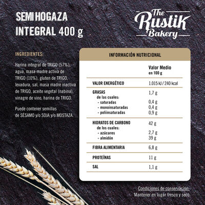 Pan The Rustik Bakery 400g Integral