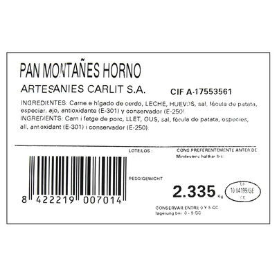 Pat&eacute; de monta&ntilde;a artesana Carlit