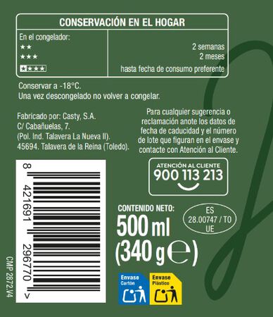 Helado tarrina Alipende menta y chocolate 500ml