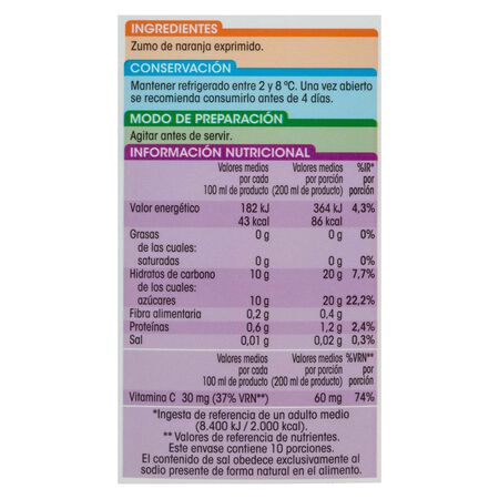 Zumo de naranja sin pulpa refrigerado Alipende 2l
