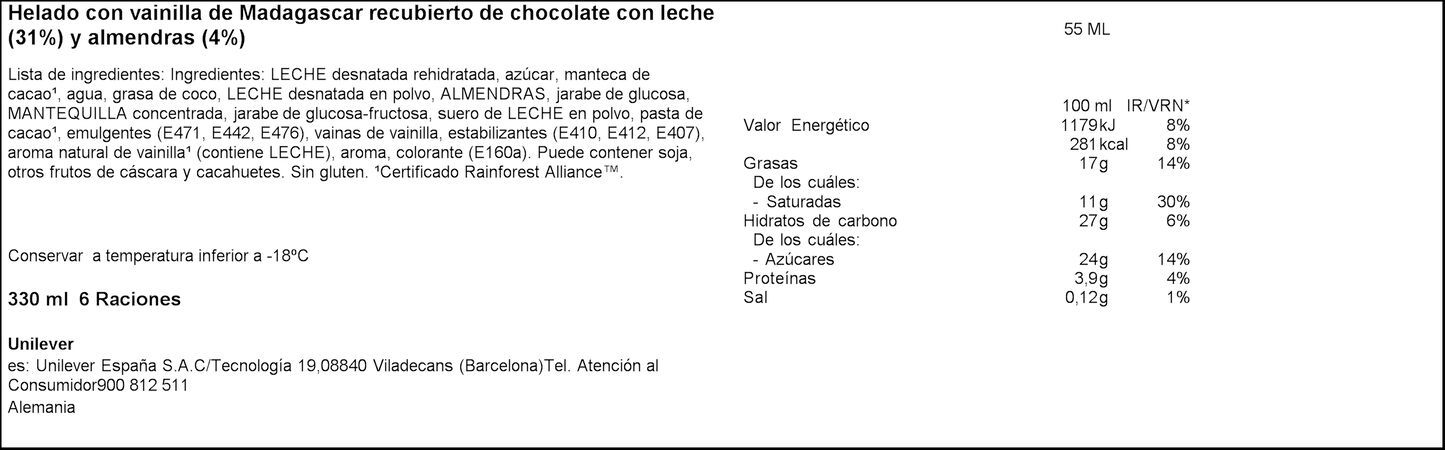Helado bombón Magnum mini 6 uds almendra
