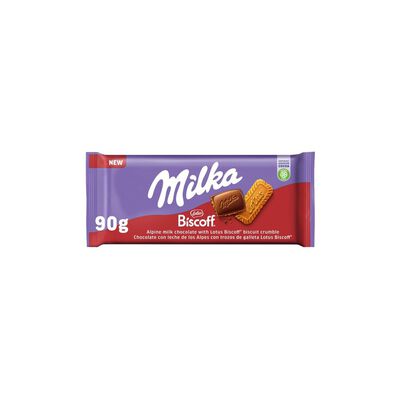 Chocolate con leche Milka y galleta lotus Biscoff 90g