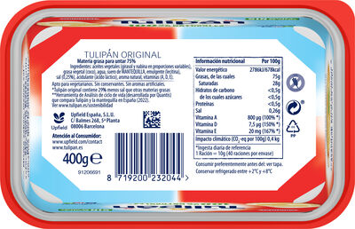 Materia grasa original para untar Tulipán 400g