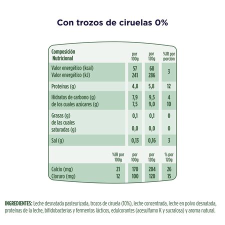 Bífidus probiótico Activia 0% pack 4 ciruelas