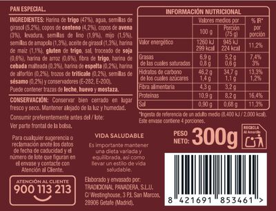 Panecillo de hamburguesa de cereales y semillas Alipende 300g