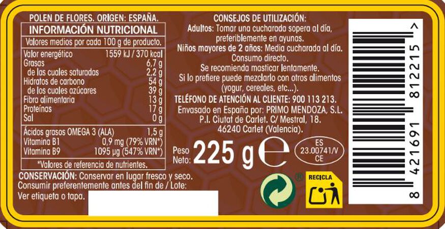 Polen de flores Alipende 225g