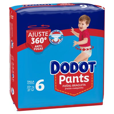 Pañales braga Dodot Pants talla 6 +15kg 27 uds