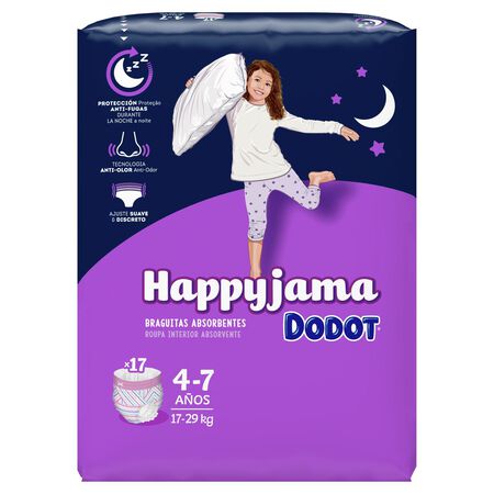 Pañal braga Happyjama niña 4-7años 17 uds