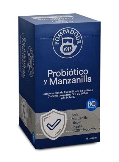 Infusión probiotic-manzanilla Pompadour 15 Unid