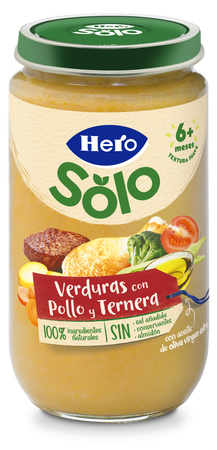 Tarro Hero Solo verdura pollo ternera desde 6meses 235g