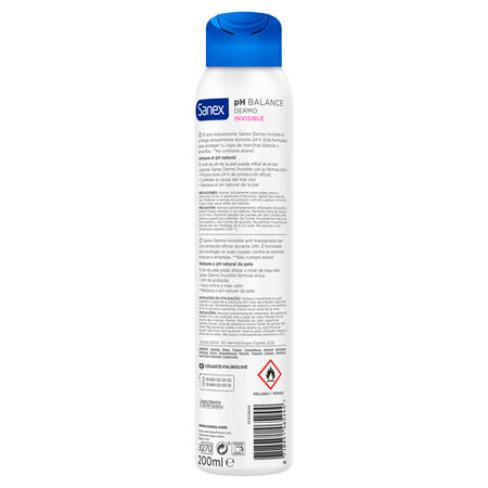Desodorante spray Sanex Dermo Invisible Protección antitranspirante 24h 200ml
