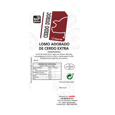 Cinta de lomo adobada cerdo 50% duroc