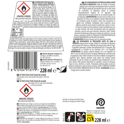 Recambio de difusor autom&aacute;tico Active Fresh campo de lavanda Air Wick 228ml