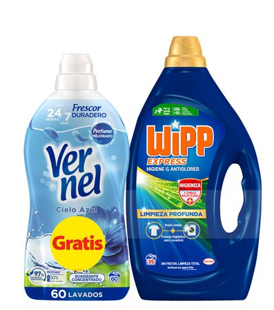 Detergente líquido Wipp Express 35 lavados higiene y antiolores + vernel