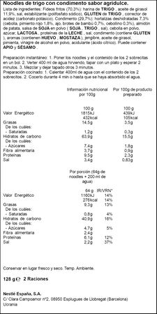 Fideos orientales noodles Pad Thai Maggi 128g