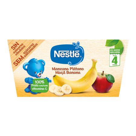 Preparado fruta Nestlé manzana plátano sin gluten pack 4