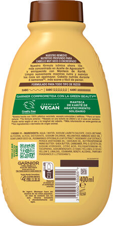 Champ&uacute; nutricion profunda Garnier Original Remedies 400ml aceite de aguacate