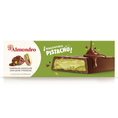 Turrón de chocolate con leche con pistacho El Almendro 150g