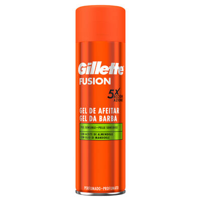 Gel de afeitar Gillette 200ml fusión para piel sensible con aceite de almendras