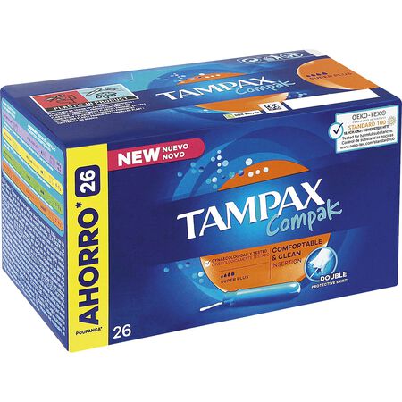 Tampón con aplicador Tampax Compak 26 uds super