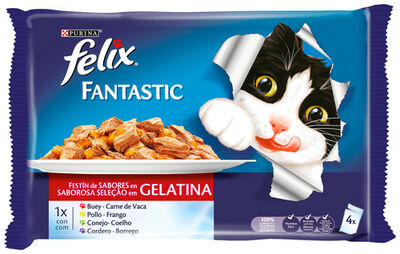 Comida húmeda para gato Félix selección de carnes en gelatina 12 sobres de 85g