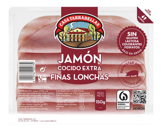 Jamón cocido finas lonchas Casa Tarradellas 150g