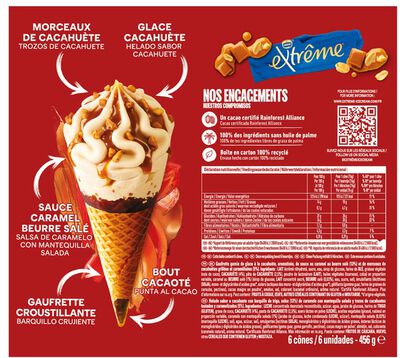 Helado cono extreme con sabor a peanuts y caramel 6 unidades