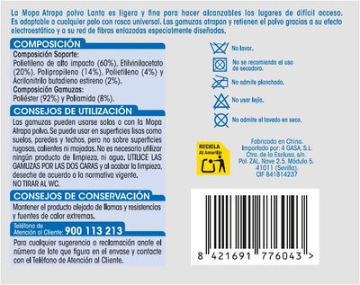 Mopa gamuza atrapapolvo Lanta con 10 gamuzas recambio