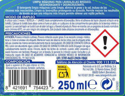 Limpiamaquinas l&iacute;quido para lavavajillas Lanta 250ml