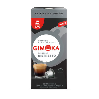 Cápsulas de café compatibles con Nespresso espresso ristretto intensidad 11 Gimoka 20 cápsulas