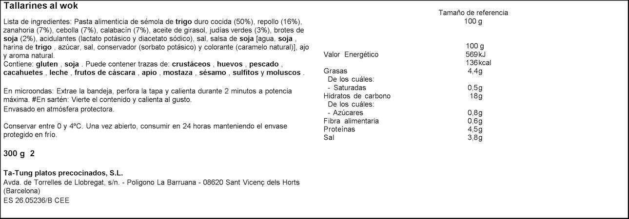 Tallarines Ta-Tung 300g wok
